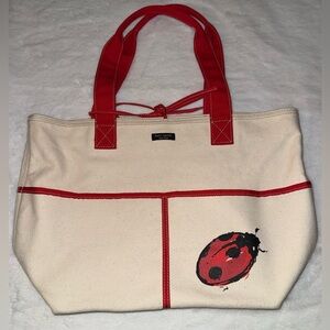 Kate Spade Vintage Canvas Lady Bug Tote Bag